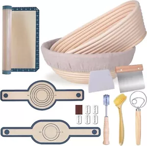 Bread Proofing Basket Set of 10, Round and Oval, Sourdough Bread Baking Supplie - Picture 1 of 8