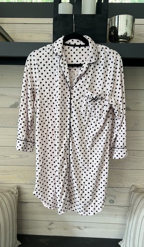 Camicia da notte camicia da notte donna Kate Spade grande con bottoni a pois rosa nera pigiama