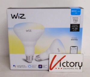 NIOB WiZ WiFi Smart LED Flood Light Bulbs 2-PACK | BR30 750 Lumens 65W IZ0087572 - Picture 1 of 10