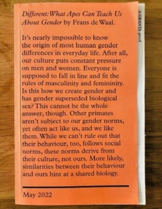DIFFERENT by FRANS DE WAAL - Pub. GRANTA - P/B - U *PROOF* - Picture 1 of 1