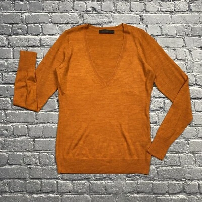 Suéter The Limited Talla M Naranja Mezcla Lana Merino Cuello en V Profundo Cápsula Crujiente Foto 1 de 4
