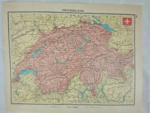 Vintage map of  SWITZERLAND - 1930s, approx A3 size - VGC - Picture 1 of 3