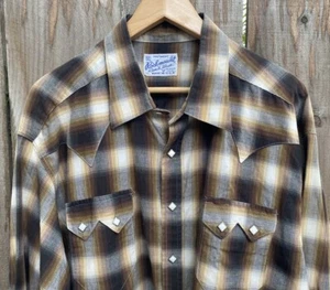 Vintage 70s Rockmount Ranch Wear Pearl Snap Plaid Western Shirt XL Rockabilly  - Picture 1 of 14