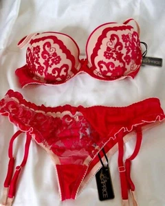 Sujetador push up/suspensor corto mezcla y combinación 34/36/B/C 12/14 by Caprice Nude/Rojo U/W - Imagen 1 de 4