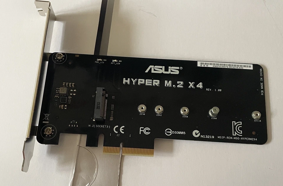 ASUS Hyper M.2 x4 PCIe Card  M.2, 22110/2280/2260/2242/2230 - Image 1 of 1