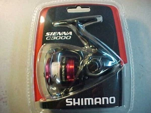 NEW Shimano Sienna C3000 Spinning Reel C3000 RED BLACK WALLEY BASS ROD - Picture 1 of 5