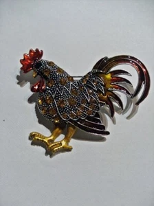 jolie broche metal strasses figure coq -- - Picture 1 of 4