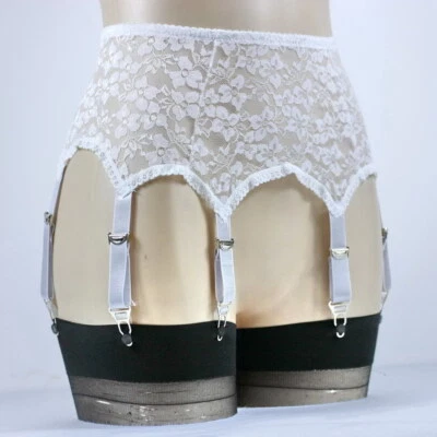 NEW Women Sexy Hollow Lace Metal Clasp Lingerie Floral Garter Belt with 6 Straps - Image 1 of 4