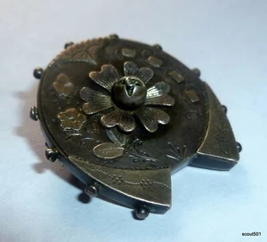 Antique Sterling Silver UK Victorian Signed Hallmarked Etruscan Mourning Brooch - Picture 1 of 9