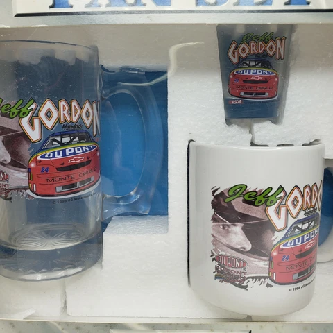 Jeff Gordon #24 Fan Set by Hunter -Glass Mug, Coffee Mug and Shot Glass NOS Cover