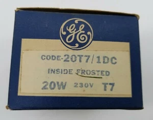 One(1) GE 20T7 / 1DC Inside Frosted 20W 230V T7 Appliance & Indicator Lamp Bulb - Picture 1 of 6