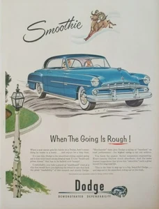 1952 Dodge Motors Blue 2 Door Sedan Post WWll Print Ad  - Picture 1 of 1