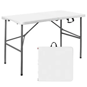 Portable Folding Table 4FT, Plastic Foldable Table With Carrying Handle-Limited - Picture 1 of 8