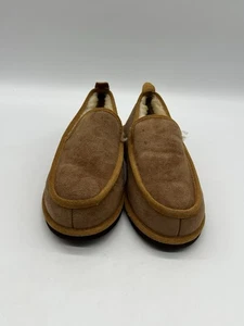 L.L. Bean Wicked Men 12 Brown Suede Good Shearling Lined Moccasin Slipper Shoes. - Picture 1 of 15