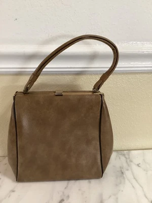 Bolso de mano vintage de cuero sintético marrón Foto 1 de 4