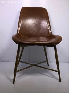 Brown MCM Midcentury-Modern-Style Tyler Bi Cast Leather Molded Dining Chair - Picture 1 of 7