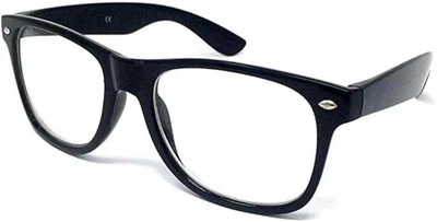 ZAC'S ALTER EGO Black Frame Nerd Round Glasses, Clear Lens, Fancy Dress Party Geek Cosplay