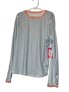LUCKY IN LOVE Girls Shirt Blue SUN PROTECTION GOLF TENNIS PICKLEBALL Sz 14 Nwt - Picture 1 of 3
