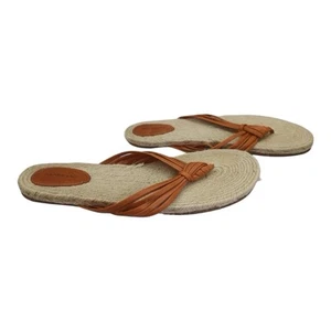 Land's End Espadrille Thong Sandals Flats Women's Sz US 9 Leather Straps 3055 - Picture 1 of 12