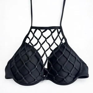 Shade and Shore Swim Wear Bra 34 B Black Underwire Padded Push-up Bikini Top - Picture 1 of 7