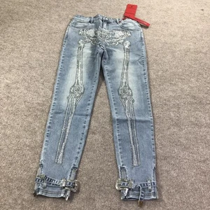 Jeans Guapi Para Hombres 30 Estrás Esqueleto Cristal Hebilla Edición Limitada Aaron Wil - Imagen 1 de 13