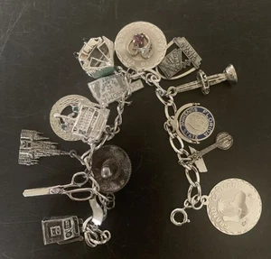 Vintage Sterling Silver Charm Bracelet LOADED 7” READ - Picture 1 of 6