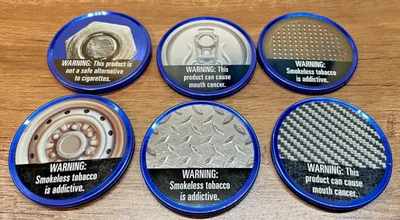 Juego de 6 tapas metálicas Grizzly Snuff Co edición limitada coleccionista tabaco de mascar Foto 1 de 4