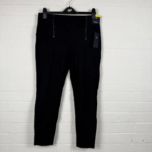 M&S Collection High Rise Leggings Women UK 16 Black Slim Fit Zip Pocket - Picture 1 of 5