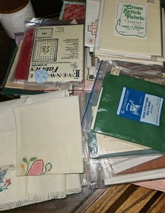 Lot Of 50 Counted Cross Stitch Fabrics Mixed Sizes 48 Are New 2 Are Partial - Picture 1 of 20