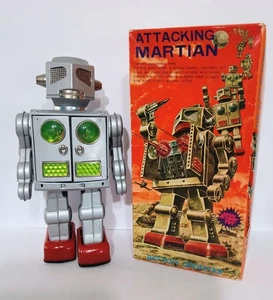 Robot de hojalata marciano atacante a batería Amico de Japón de colección funciona - Imagen 1 de 8