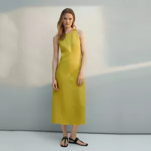 Massimo Dutti women Off-the-shoulder Cotton and Linen Dress - Picture 1 of 7
