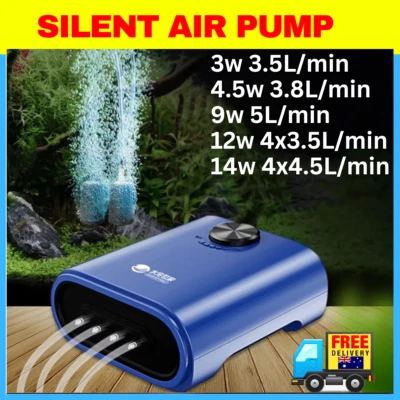 Silent Aquarium Oxygen Air Pump with Check Valve Fish Tank 1 2 4 Outlet POND - image 1 of 4