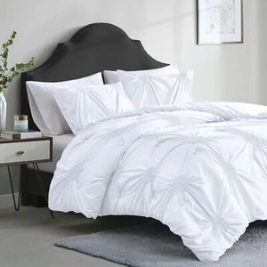Comforter Set - Elastic Ruched Medallion Design, Modern Bedding All Season Co... - Picture 1 of 10