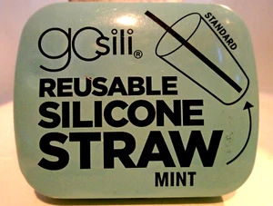 Gosili Reusable Silicone Straw MINT Travel Size Compact Tin - Picture 1 of 3