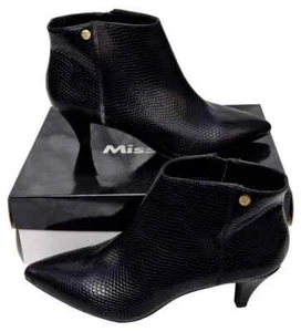 MISS KG Sharon Black Zip Up Stiletto Heel Pointed Boots Synthetic Ladies - Picture 1 of 9