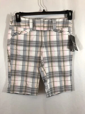 Tracy Evans NWT Juniors Size 1 Multi-Color Plaid Low-Rise Stretch Chino Shorts - Image 1 of 2