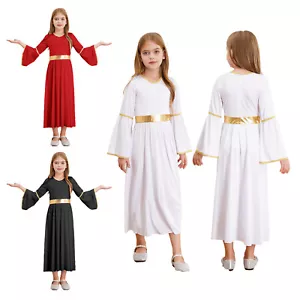 Girls Dress Soft Gown Satge Performance Costume Breathable Uniform Cosplay Robe - Picture 1 of 42