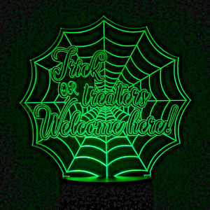 Halloween Trick or Treat Spiders Web 3D Illusion LED Colour Changing Lamp