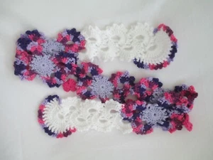 Handarbeit gehäkelt Queen ANNE Schmetterling Spitze Schal Damen Flieder Lila Weiß - Bild 1 von 6