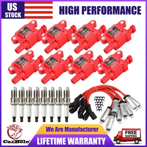 8x Square Ignition Coils & Spark Plug & Wires For Chevy Silverado 1500 Tahoe GMC - Picture 1 of 19