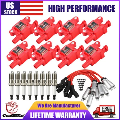 8x Square Ignition Coils & Spark Plug & Wires For Chevy Silverado 1500 Tahoe GMC - Image 1 of 4
