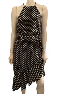 New Express spring summer polka dot black/whiteSleeveless Midi chiffon Dress S/P - Picture 1 of 7