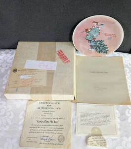 1974 Edvin M. Knowles SCOTTY GETS HIS TREE Collector Plate, Norman Rockwell, COA - Picture 1 of 6