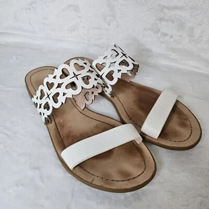 Kate Spade NY Ambrosia Flat Cutout Strap Leather Sandals White 9.5 Slides Casual - Picture 1 of 8