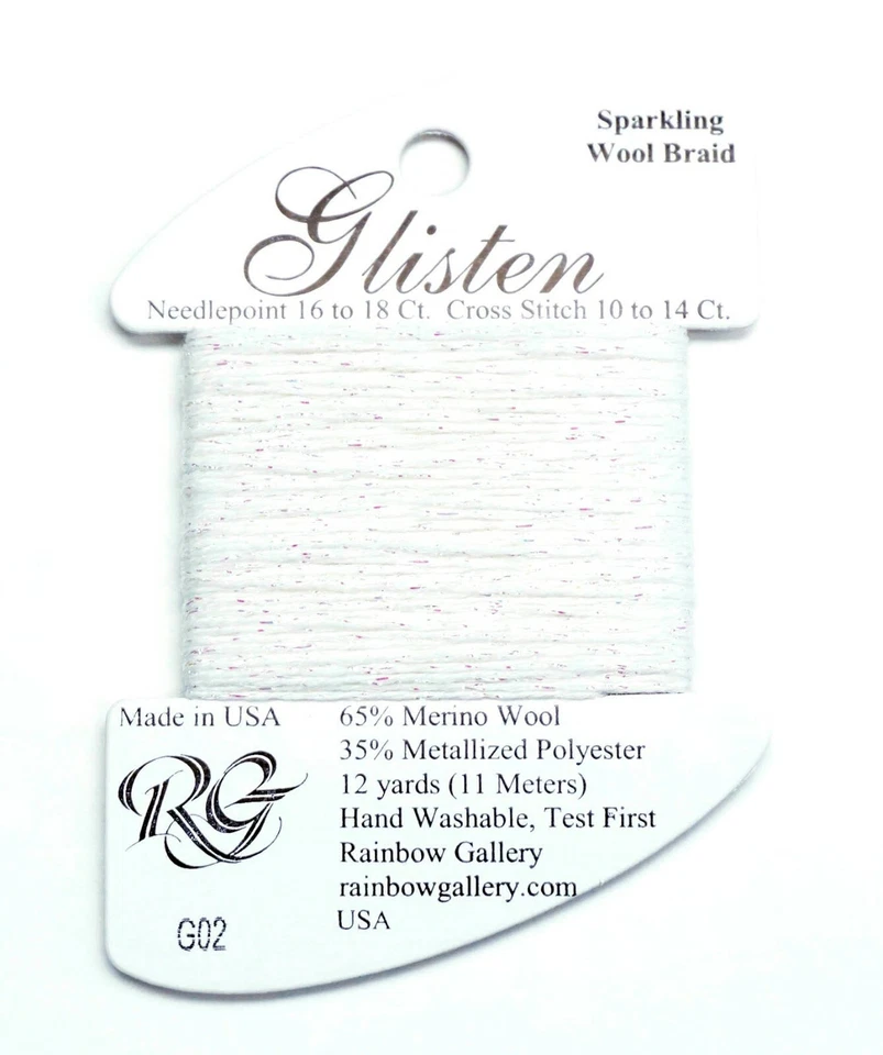 GLISTEN Sparkling Braid #02 "Snow White" Needlepoint Thread by Rainbow Gallery - Image 1 of 1