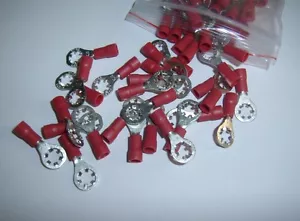 10 Star Ring Terminals 22-18 Gauge #8 Stud Red Car Power Ground Wire Connector - Picture 1 of 1