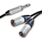 Neutrik Mono Jack Split to 2 Dual Male XLR Cable. Splitter Duplicator Lead 1m 2m