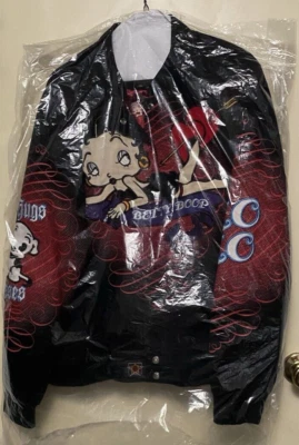 BETTY BOOP JH DESIGN HUGS & KISSES EMBROIDERED RACING JACKET(4XL) FITS LIKE 3XL  - Image 1 of 4