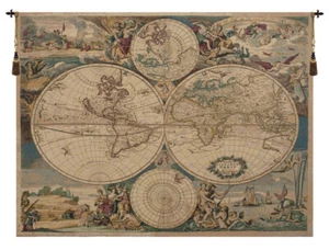 Planisphere Planisfero by Blaeu Map Italian Tapestry Wall Art Hanging 42x54 inch - Picture 1 of 5