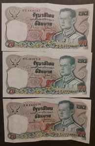 1978 THAILAND 3 X 20 BAHT BANKNOTES KM#88 - Picture 1 of 3